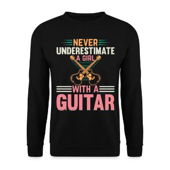 Guitariste de musique - Ne sous-estimez jamais une fille avec - Sweat-shirt Unisexe - noir - Devant - Alina (178cm) & Michal (187cm)
