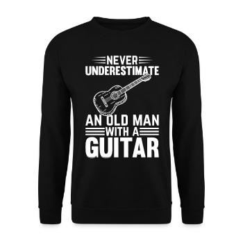 Ne sous-estimez jamais un vieil homme avec une guitare - Gui - Sweat-shirt Unisexe - noir - Devant - Alina (178cm) & Michal (187cm)