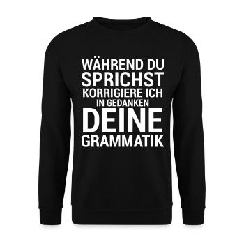 Während du sprichst... - Unisex Pullover - Schwarz - Vorne - Alina (178cm) & Michal (187cm)