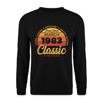 Rétro 40 ans Mars 1983 Anniversaire Vintage Bday - Sweat-shirt Unisexe - noir - Devant - Alina (178cm) & Michal (187cm)