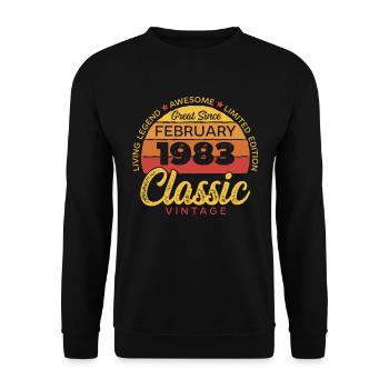 Rétro 40 ans février 1983 Anniversaire Millésime - Sweat-shirt Unisexe - noir - Devant - Alina (178cm) & Michal (187cm)