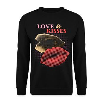 Pop Art Love Love Lips and Eye Funny Saying - Unisex Sweatshirt - black - Front - Alina (178cm) & Michal (187cm)