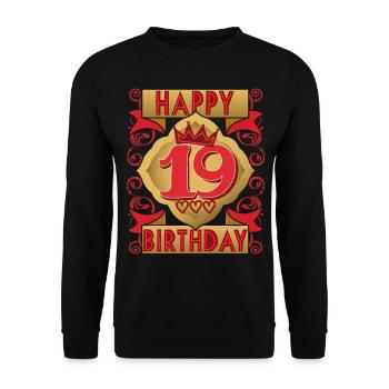 19. Geburtstag 19 Jahre alt Spruch, Vintage-Design - Unisex Pullover - Schwarz - Vorne - Alina (178cm) & Michal (187cm)