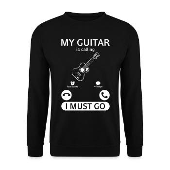 My Guitar Is Calling I Must Go - Funny Guitar Musi - Sweat-shirt Unisexe - noir - Devant - Alina (178cm) & Michal (187cm)