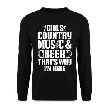 Country Music & Beer That's Why I'm Here - Country - Unisex Sweatshirt - black - Front - Alina (178cm) & Michal (187cm)
