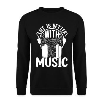Life Is Better With Music - Guitar Player Guitaris - Unisex Pullover - Schwarz - Vorne - Alina (178cm) & Michal (187cm)