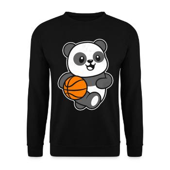 Basketball Spieler Panda Basketballer - Unisex Pullover - Schwarz - Vorne - Alina (178cm) & Michal (187cm)