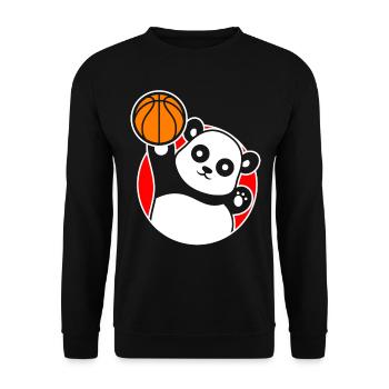 Basketball Spieler Panda Basketballer - Unisex Pullover - Schwarz - Vorne - Alina (178cm) & Michal (187cm)