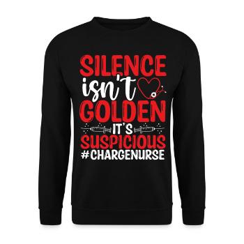 Charge Nurse Silence is Suspicious Nursing - Unisex Pullover - Schwarz - Vorne - Alina (178cm) & Michal (187cm)