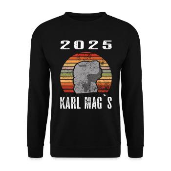 Karl Mag's - Retro Vintage Karl Marx Monument - Unisex Pullover - Schwarz - Vorne - Alina (178cm) & Michal (187cm)