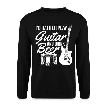 Je préfère jouer de la guitare et boire de la bière - Guitariste - Sweat-shirt Unisexe - noir - Devant - Alina (178cm) & Michal (187cm)