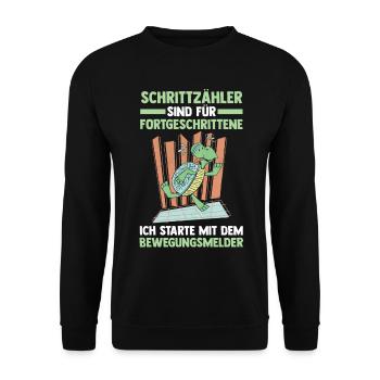 Schrittzähler Sind Für Fortgeschrittene - Unisex Pullover - Schwarz - Vorne - Alina (178cm) & Michal (187cm)