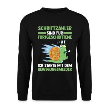 Schrittzähler Sind Für Fortgeschrittene - Unisex Pullover - Schwarz - Vorne - Alina (178cm) & Michal (187cm)