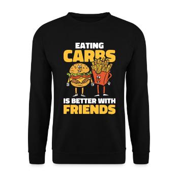Kohlenhydrate Fast Food Freundschaft Foodie Essen - Unisex Pullover - Schwarz - Vorne - Alina (178cm) & Michal (187cm)
