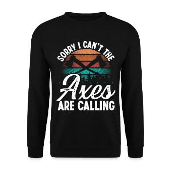 Axe Throwing Axes are calling Thrower Axe Quote - Unisex Pullover - Schwarz - Vorne - Alina (178cm) & Michal (187cm)