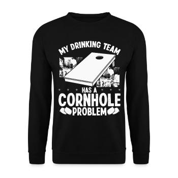 Cornhole Drinking Team Tossing Cornhole Player - Unisex Pullover - Schwarz - Vorne - Alina (178cm) & Michal (187cm)