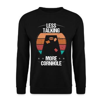 Cornhole Player Less talking more Cornhole Team - Unisex Pullover - Schwarz - Vorne - Alina (178cm) & Michal (187cm)