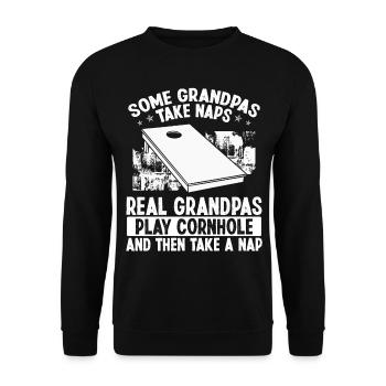 Cornhole Player Granddad Grandpa Cornhole Team - Unisex Pullover - Schwarz - Vorne - Alina (178cm) & Michal (187cm)