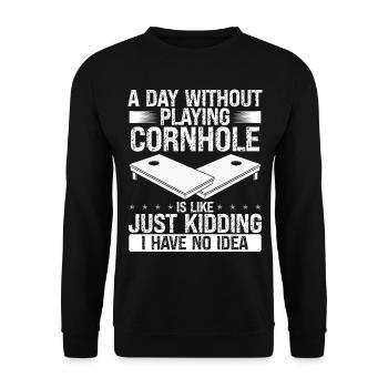 Cornhole Player Je n’ai aucune idée Cornhole Team - Sweat-shirt Unisexe - noir - Devant - Alina (178cm) & Michal (187cm)