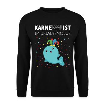 Urlaubsmodus Karneval Jecken Konfetti Sommerpause - Unisex Pullover - Schwarz - Vorne - Alina (178cm) & Michal (187cm)