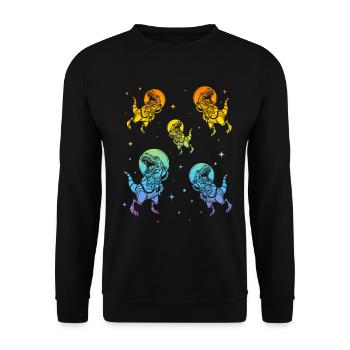 Space Dinosaur Astronauts Dino Space Travel Dino A - Unisex Pullover - Schwarz - Vorne - Alina (178cm) & Michal (187cm)