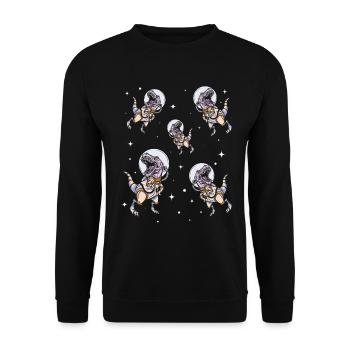 Dino Astronaut - Astronomy Dinosaur Aerospace Spac - Unisex Pullover - Schwarz - Vorne - Alina (178cm) & Michal (187cm)