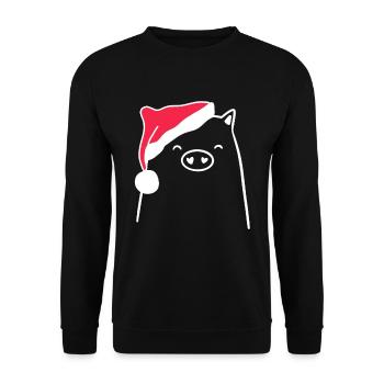 Pig Christmas Hat Christmas Sweet Xmax - Unisex Sweatshirt - black - Front - Alina (178cm) & Michal (187cm)
