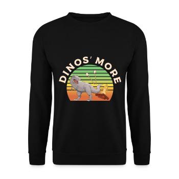 Dino S'more Dinosaur campfire camping in the - Unisex Sweatshirt - black - Front - Alina (178cm) & Michal (187cm)
