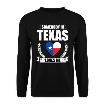 Jemand In Texas Liebt Mich Amerika Texan Usa - Unisex Pullover - Schwarz - Vorne - Alina (178cm) & Michal (187cm)