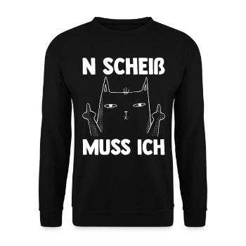 N Scheiß Muss Ich Katze - Unisex Pullover - Schwarz - Vorne - Alina (178cm) & Michal (187cm)