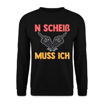 N Scheiß Muss Ich - Unisex Pullover - Schwarz - Vorne - Alina (178cm) & Michal (187cm)