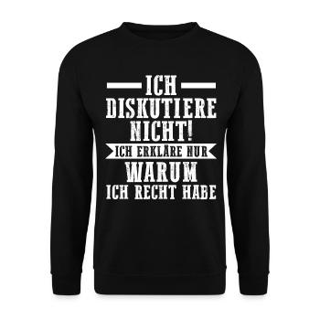 Ich Diskutiere Nicht Ich Erkläre Nur Warum Ich Rec - Unisex Pullover - Schwarz - Vorne - Alina (178cm) & Michal (187cm)