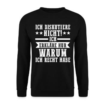 Ich Diskutiere Nicht Ich Erkläre Nur Warum Ich Rec - Unisex Pullover - Schwarz - Vorne - Alina (178cm) & Michal (187cm)