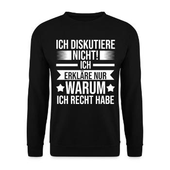 Ich Diskutiere Nicht Ich Erkläre Nur Warum Ich Rec - Unisex Pullover - Schwarz - Vorne - Alina (178cm) & Michal (187cm)