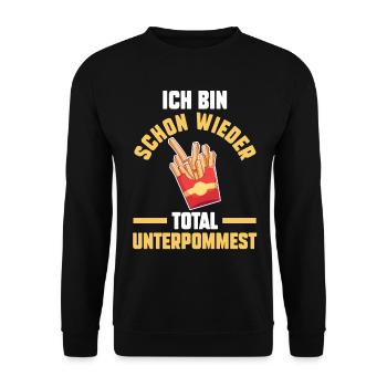 Ich Bin Schon Wieder Total Unterpommest - Unisex Pullover - Schwarz - Vorne - Alina (178cm) & Michal (187cm)