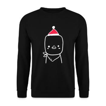Oiseau avec chapeau de Noël doux Noël - Sweat-shirt Unisexe - noir - Devant - Alina (178cm) & Michal (187cm)