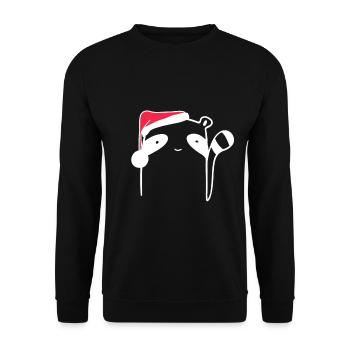 Waschbär Weihnachtsmütze Weihnachten Süß Xmax - Unisex Pullover - Schwarz - Vorne - Alina (178cm) & Michal (187cm)