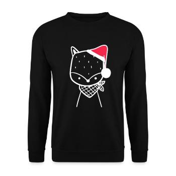 Fuchs Weihnachtsmütze Weihnachten Süß Xmax - Unisex Pullover - Schwarz - Vorne - Alina (178cm) & Michal (187cm)