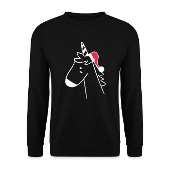 Einhorn Weihnachtsmütze Weihnachten Süß Xmax - Unisex Pullover - Schwarz - Vorne - Alina (178cm) & Michal (187cm)