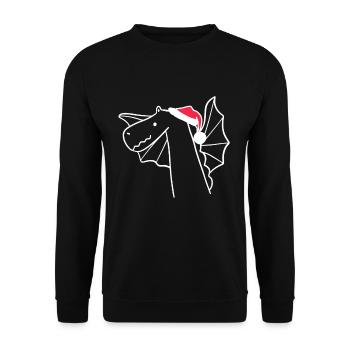 Drache Weihnachtsmütze Weihnachten Süß Xmax - Unisex Pullover - Schwarz - Vorne - Alina (178cm) & Michal (187cm)
