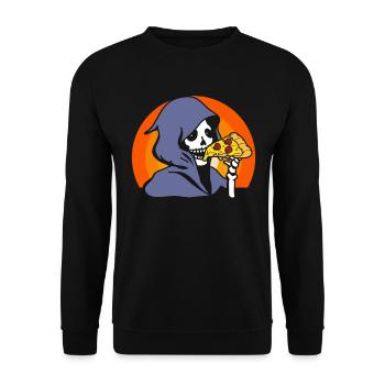 Rétro Halloween Pizza Lover Grim Reaper - Sweat-shirt Unisexe - noir - Devant - Alina (178cm) & Michal (187cm)