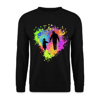 Vater und Tochter - Unisex Pullover - Schwarz - Vorne - Alina (178cm) & Michal (187cm)