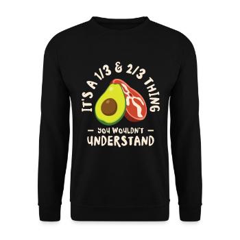 Keto Diet Avocat Fruit Ketogenic Diet Viande - Sweat-shirt Unisexe - noir - Devant - Alina (178cm) & Michal (187cm)