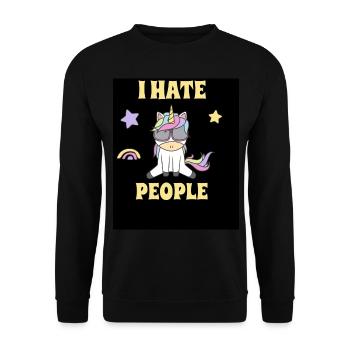 I hate People Unicorn Einhorn - Unisex Sweatshirt - black - Front - Alina (178cm) & Michal (187cm)