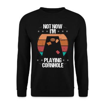 Cornhole Player Not now at Tosser Cornhole TeamCo - Unisex Sweatshirt - black - Front - Alina (178cm) & Michal (187cm)