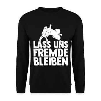 Lass Uns Fremde Bleiben Hase - Unisex Pullover - Schwarz - Vorne - Alina (178cm) & Michal (187cm)