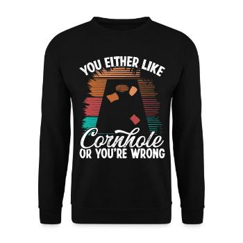Cornhole Player ou vous vous trompez Cornhole TeamCornh - Sweat-shirt Unisexe - noir - Devant - Alina (178cm) & Michal (187cm)