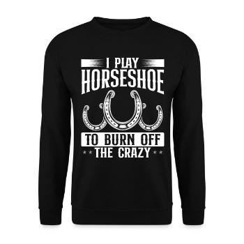 Horseshoe Pitching Game Burn off the Crazy - Unisex Sweatshirt - black - Front - Alina (178cm) & Michal (187cm)