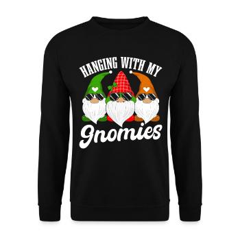 Hanging with My Gnomies - Unisex Pullover - Schwarz - Vorne - Alina (178cm) & Michal (187cm)