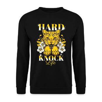 Hard Knock Life - Chat mignon avec des fleurs - Sweat-shirt Unisexe - noir - Devant - Alina (178cm) & Michal (187cm)